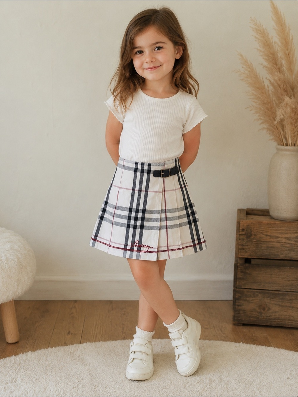 Burberry baby skirt wrap elastic‎ belt 4T beige Burberry